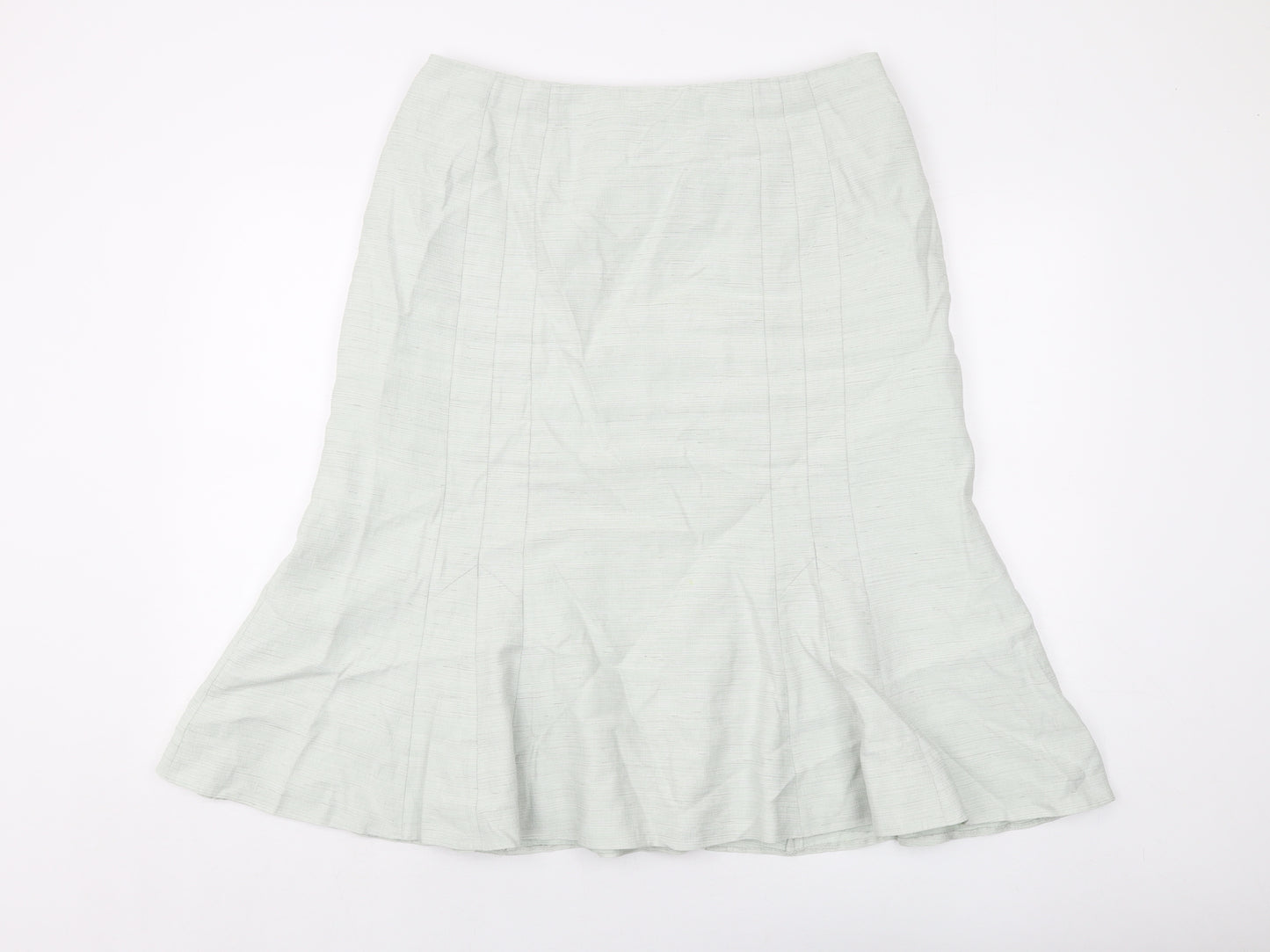 Jacques Vert Womens Green Polyester Flare Skirt Size 16 Zip