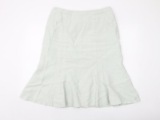 Jacques Vert Womens Green Polyester Flare Skirt Size 16 Zip