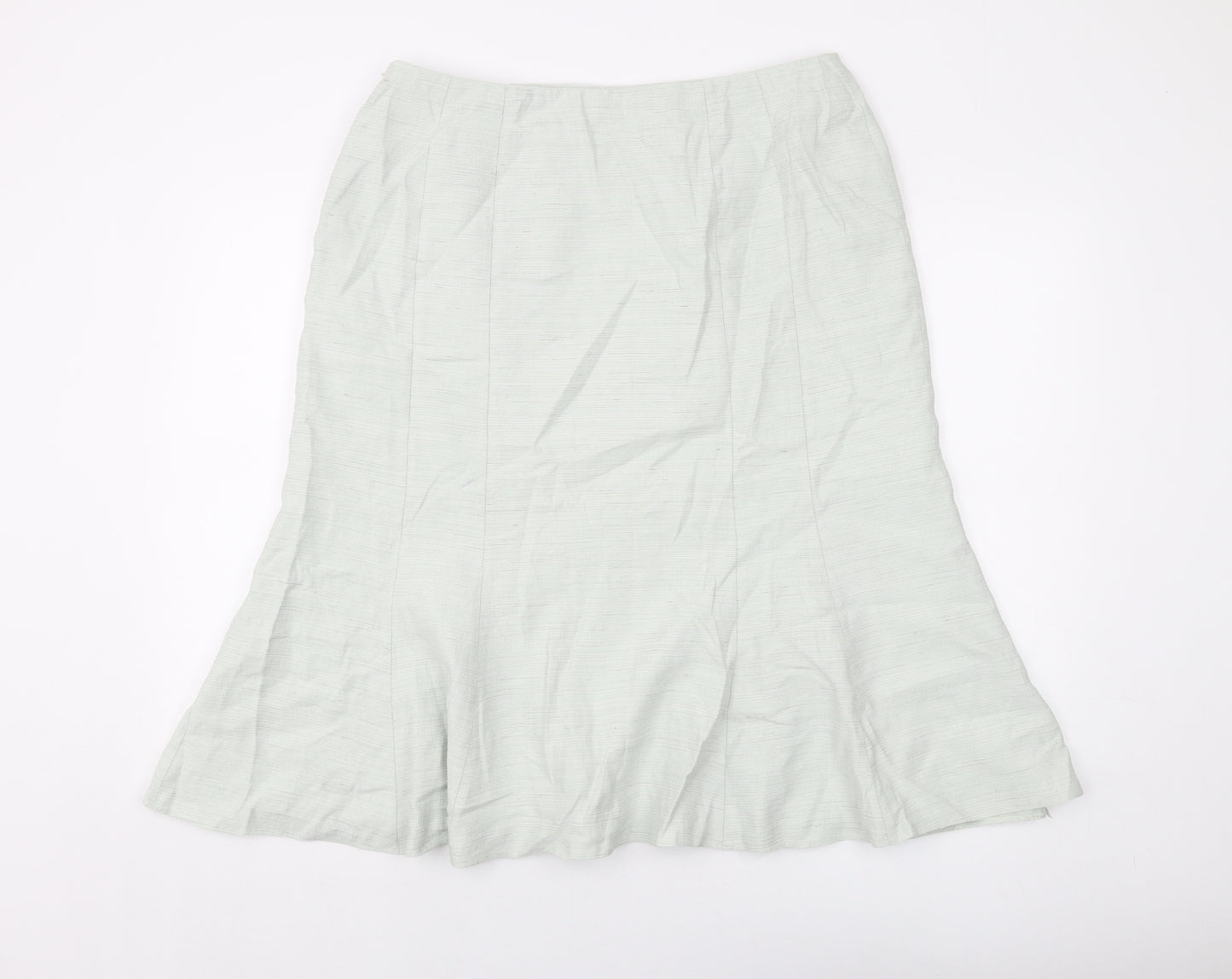 Jacques Vert Womens Green Polyester Flare Skirt Size 16 Zip