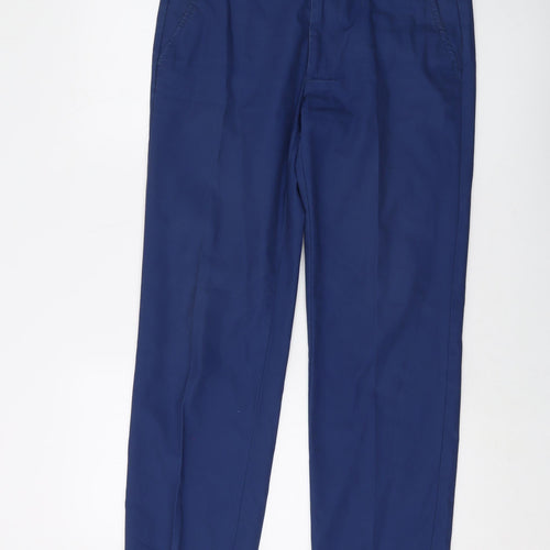 Howick Mens Blue Cotton Chino Trousers Size 32 in L30 in Regular Button