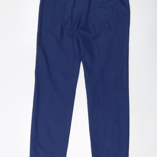 Howick Mens Blue Cotton Chino Trousers Size 32 in L30 in Regular Button