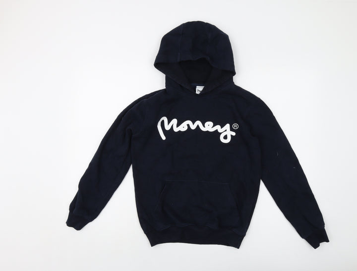 Money Boys Blue Cotton Pullover Hoodie Size 12-13 Years Pullover