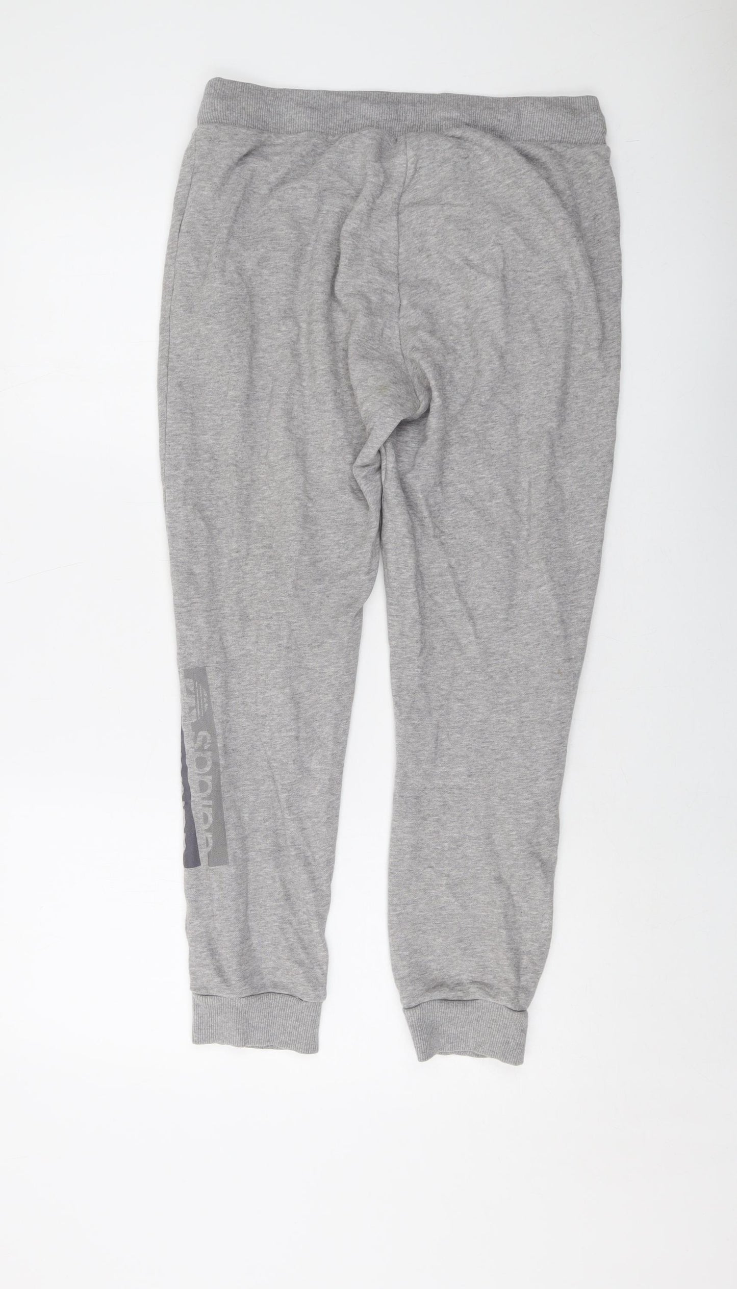 adidas Womens Grey Cotton Sweatpants Trousers Size 14 L27 in Regular Drawstring