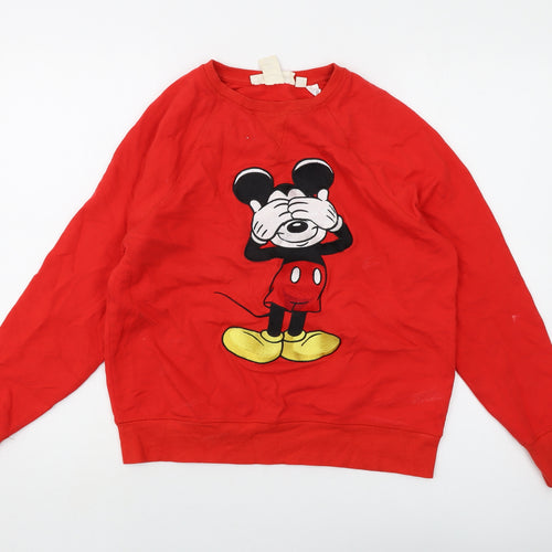 Disney Womens Red Cotton Pullover Sweatshirt Size S Pullover - Mickey Mouse