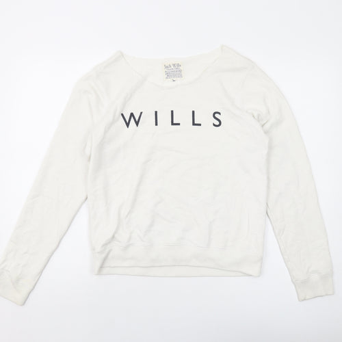Jack Wills Womens White Cotton Pullover Sweatshirt Size 12 Pullover
