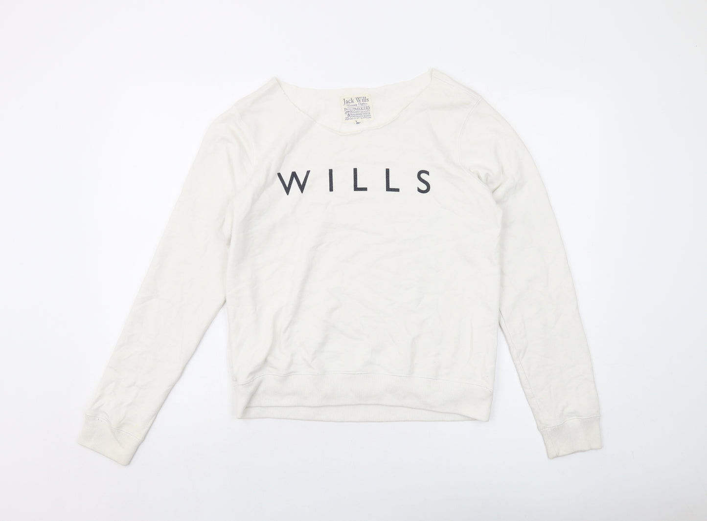 Jack Wills Womens White Cotton Pullover Sweatshirt Size 12 Pullover