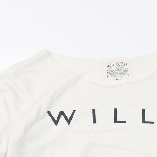 Jack Wills Womens White Cotton Pullover Sweatshirt Size 12 Pullover