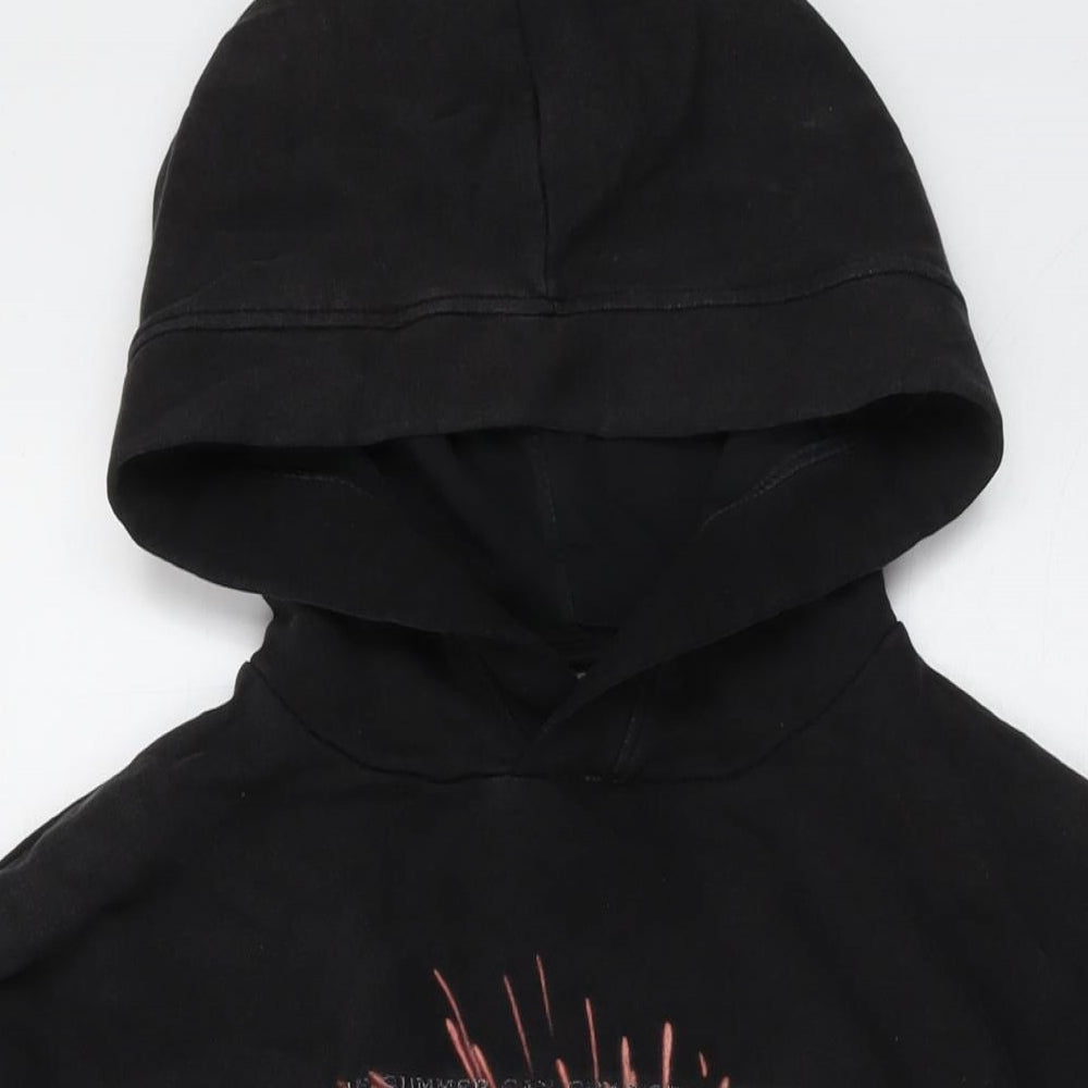 Stranger Things Mens Black Cotton Pullover Hoodie Size S