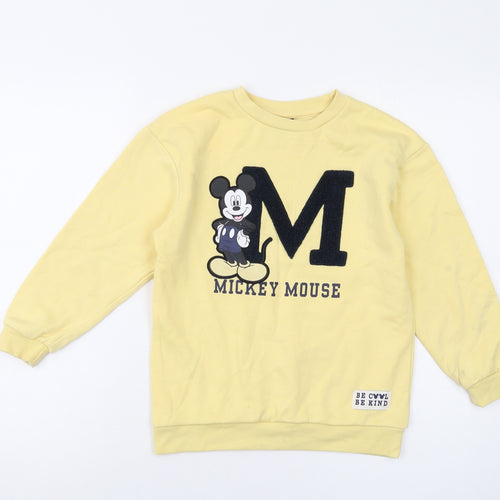 Disney Girls Yellow Cotton Pullover Sweatshirt Size 7-8 Years Pullover