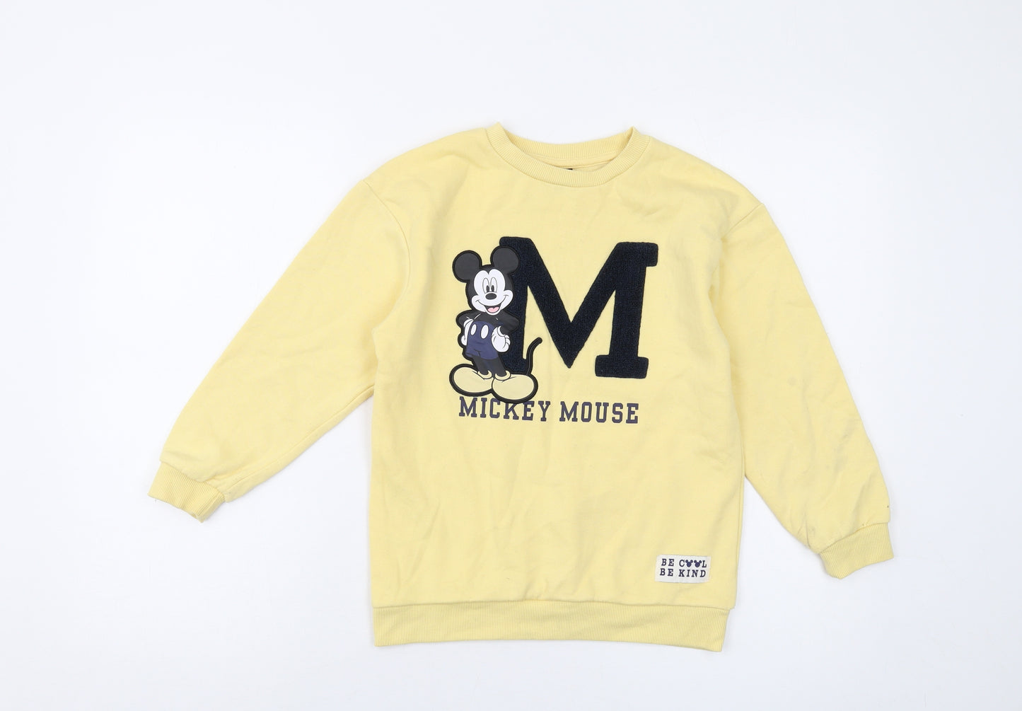 Disney Girls Yellow Cotton Pullover Sweatshirt Size 7-8 Years Pullover