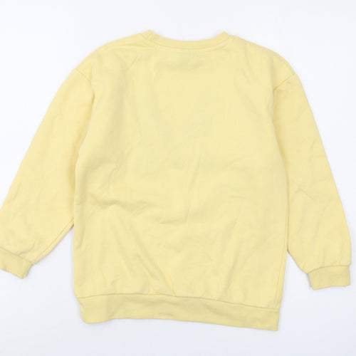 Disney Girls Yellow Cotton Pullover Sweatshirt Size 7-8 Years Pullover