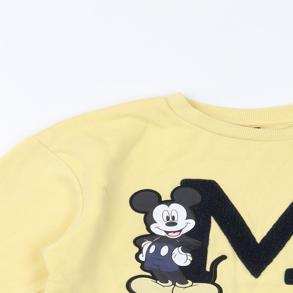 Disney Girls Yellow Cotton Pullover Sweatshirt Size 7-8 Years Pullover