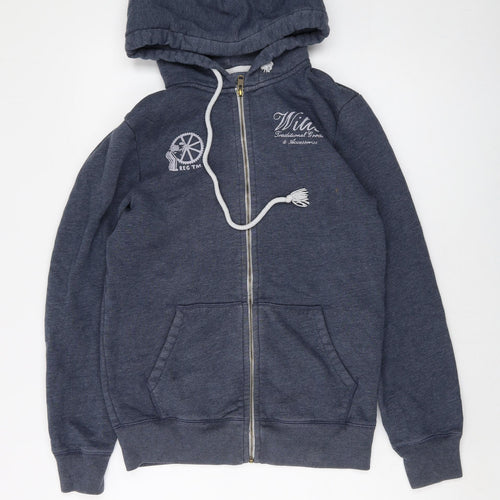 Jack Wills Mens Blue Cotton Full Zip Hoodie Size XS