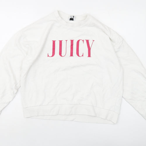 Juicy Couture Girls White Cotton Pullover Sweatshirt Size 14-15 Years Pullover