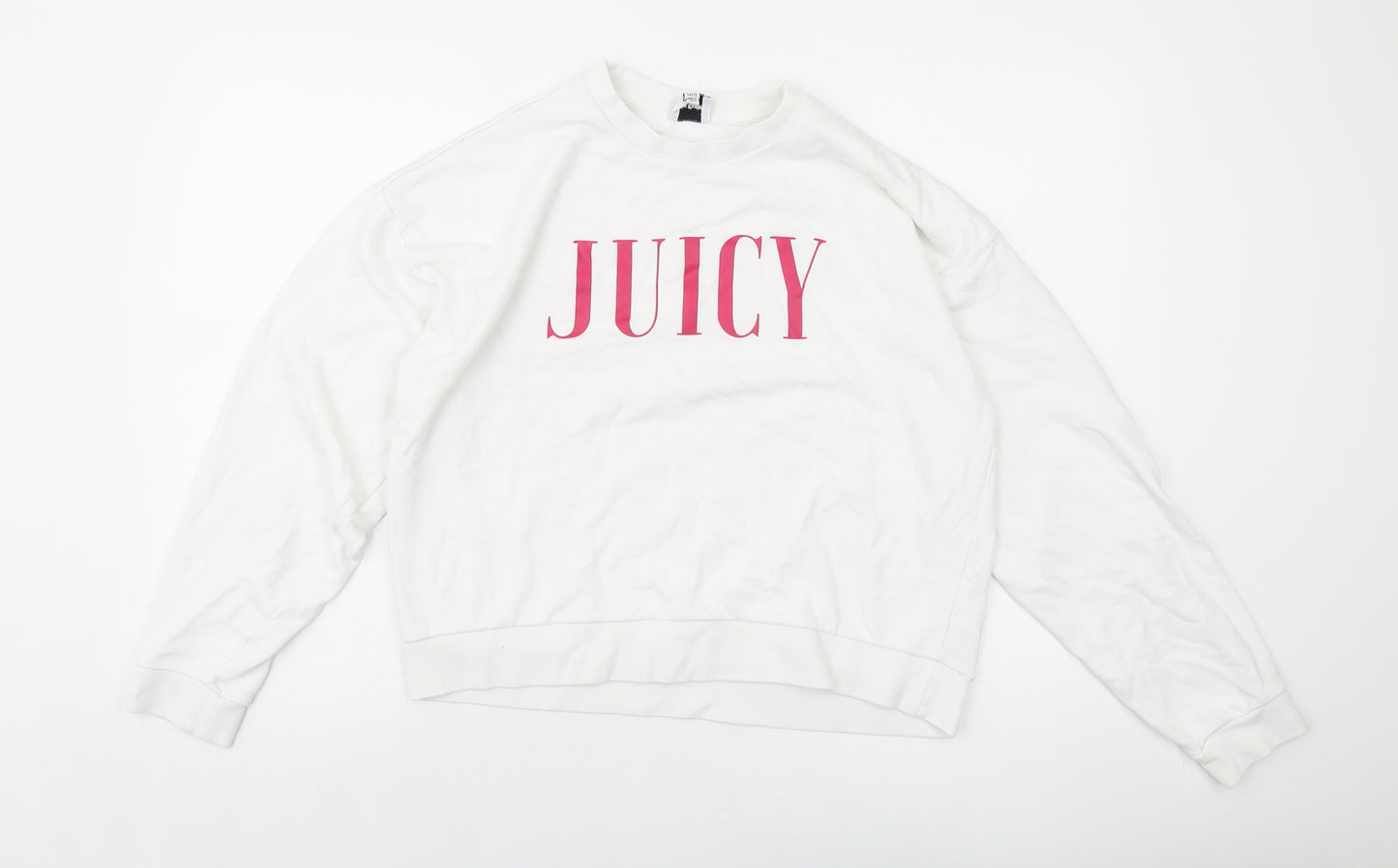 Juicy Couture Girls White Cotton Pullover Sweatshirt Size 14-15 Years Pullover