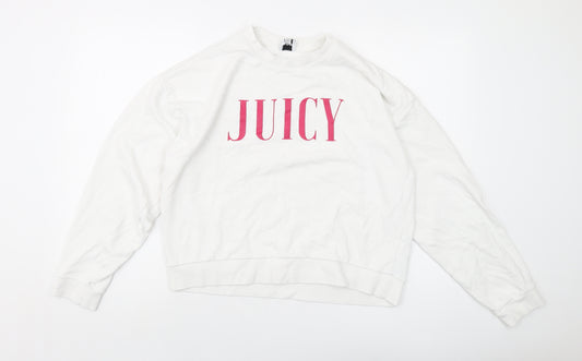 Juicy Couture Girls White Cotton Pullover Sweatshirt Size 14-15 Years Pullover