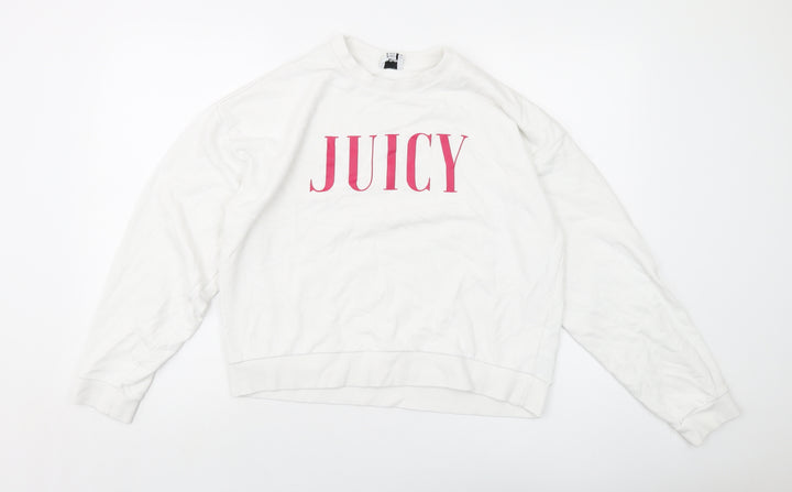 Juicy Couture Girls White Cotton Pullover Sweatshirt Size 14-15 Years Pullover