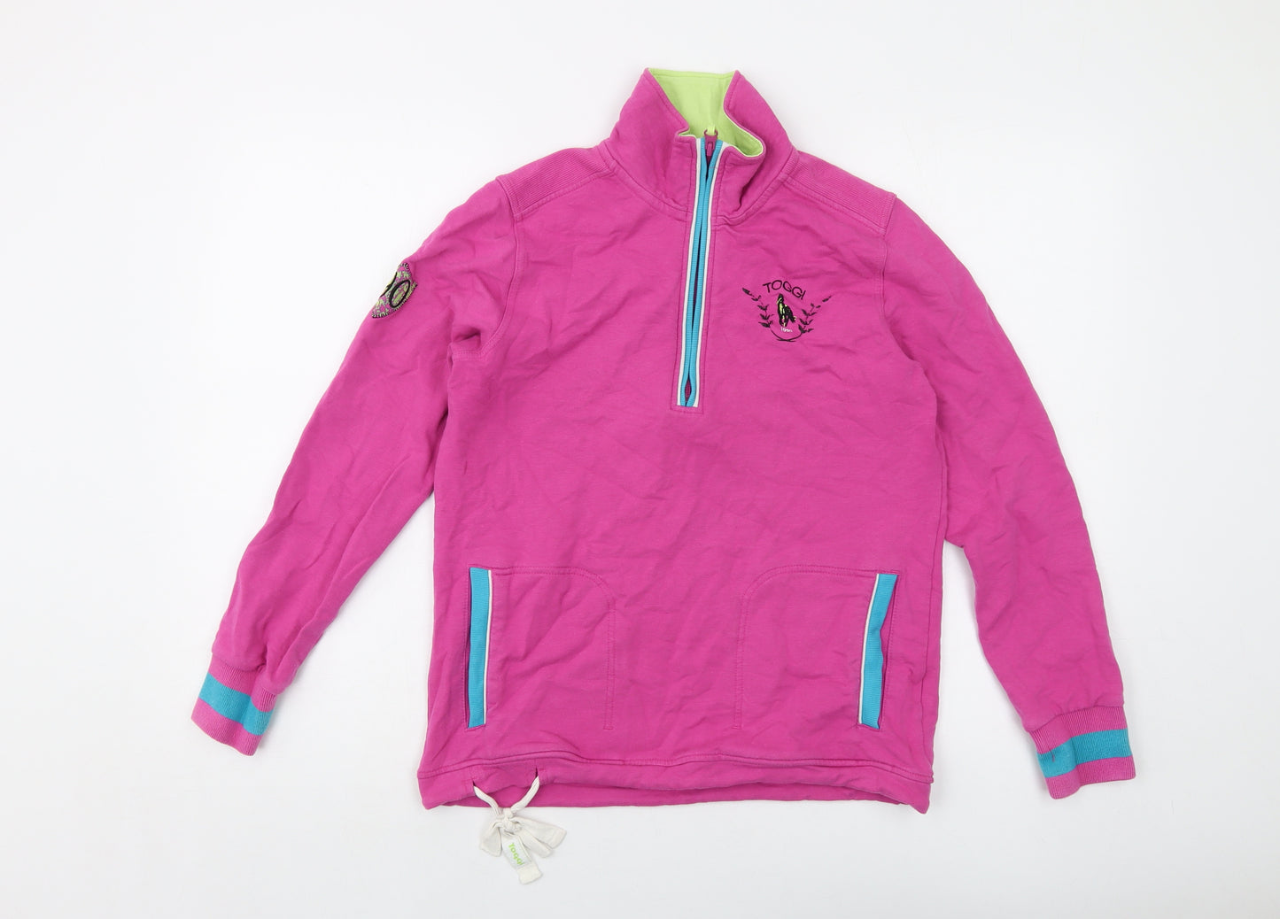 Toggi Womens Pink Cotton Pullover Sweatshirt Size 10 Zip