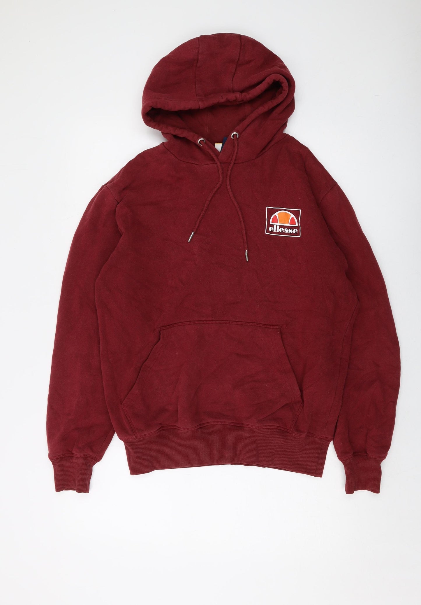 ellesse Mens Red Cotton Pullover Hoodie Size M