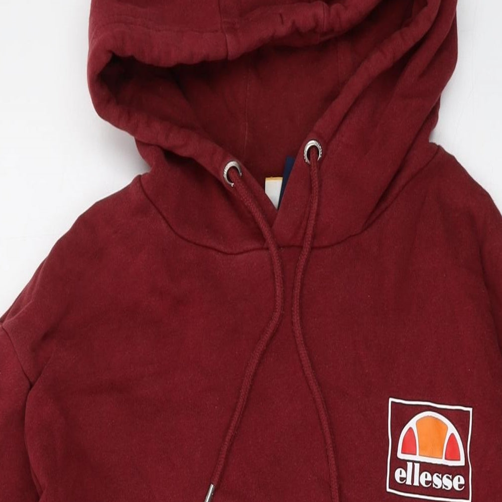 ellesse Mens Red Cotton Pullover Hoodie Size M