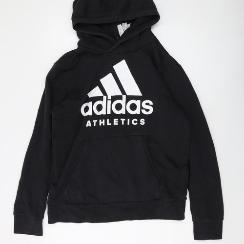 adidas Mens Black Cotton Pullover Hoodie Size L