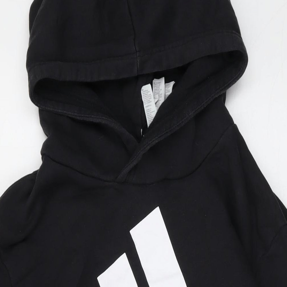 adidas Mens Black Cotton Pullover Hoodie Size L