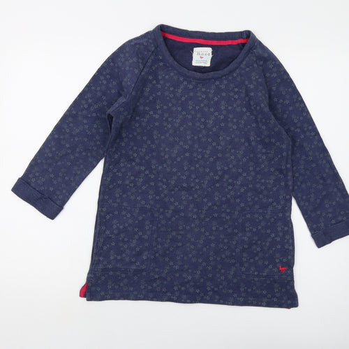 Cameo Rose Womens Blue Geometric Cotton Pullover Sweatshirt Size S Pullover
