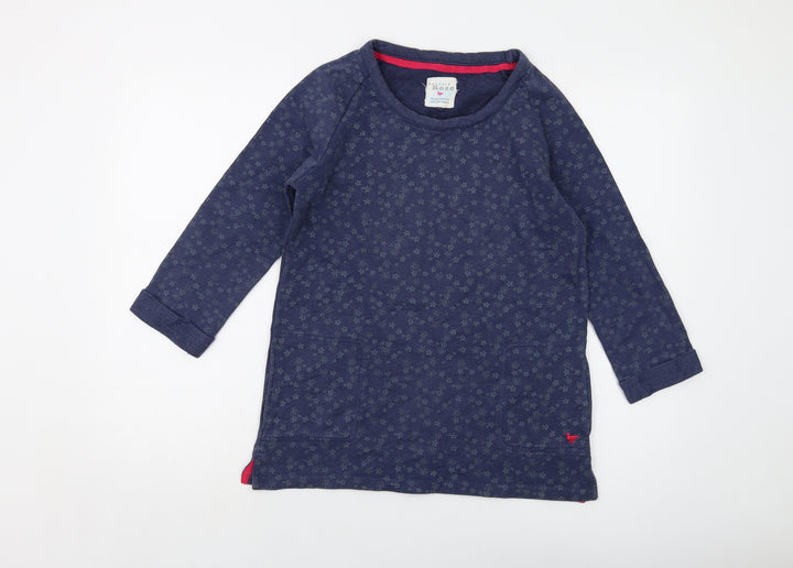 Cameo Rose Womens Blue Geometric Cotton Pullover Sweatshirt Size S Pullover