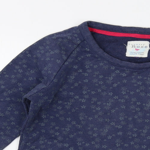 Cameo Rose Womens Blue Geometric Cotton Pullover Sweatshirt Size S Pullover