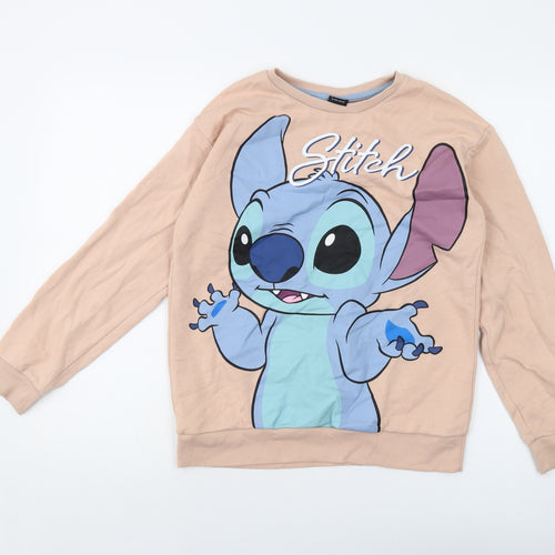 Disney Girls Pink Cotton Pullover Sweatshirt Size 13-14 Years Pullover - Stitch