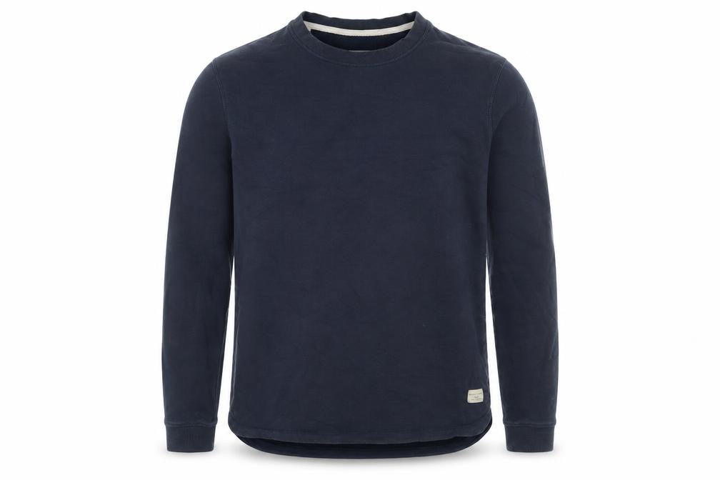 Front view of Selected Homme men’s blue cotton pullover sweatshirt, size M