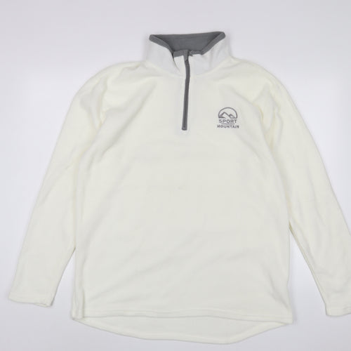 Atlas Mens White Polyester Pullover Sweatshirt Size L