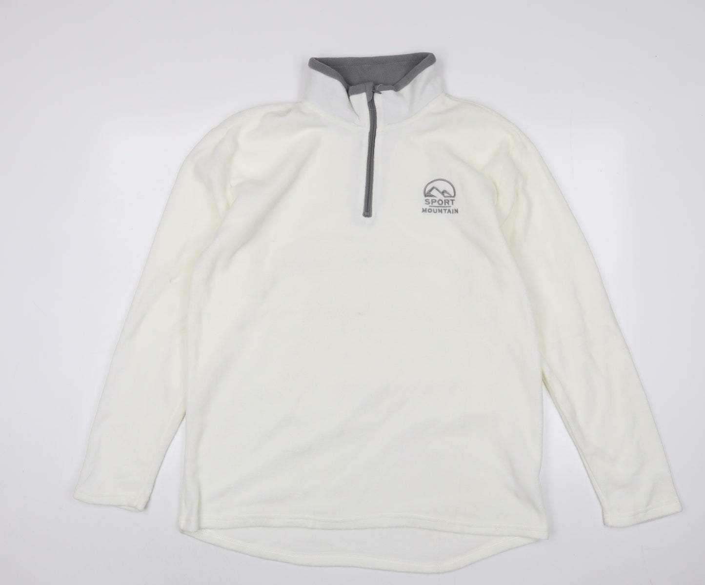 Atlas Mens White Polyester Pullover Sweatshirt Size L