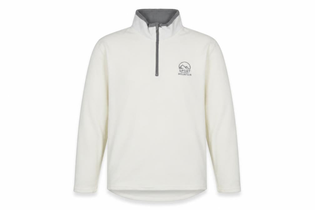 Front view of Atlas men’s white polyester pullover sweatshirt, size L