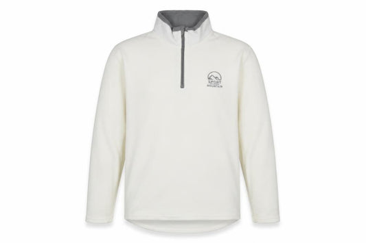 Front view of Atlas men’s white polyester pullover sweatshirt, size L