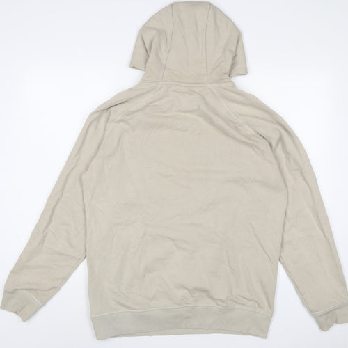 Gymshark Mens Beige Cotton Pullover Hoodie Size M - Logo, Embroidered