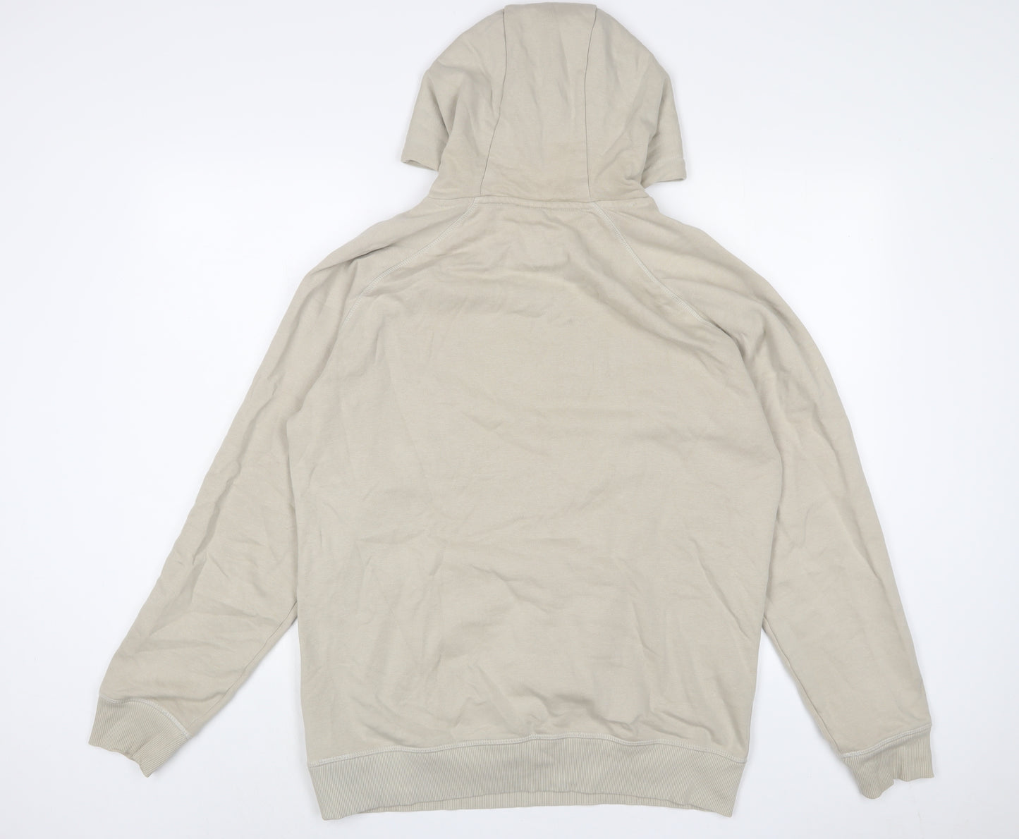 Gymshark Mens Beige Cotton Pullover Hoodie Size M - Logo, Embroidered