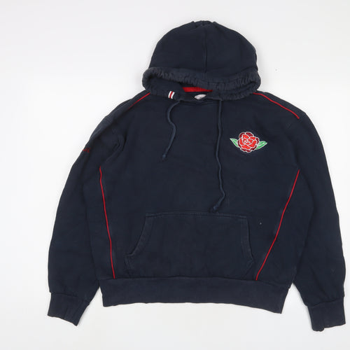 England Womens Blue Cotton Pullover Hoodie Size L Pullover - Logo, Embroidered
