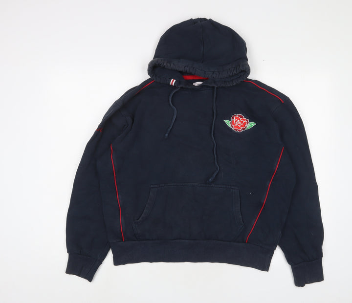 England Womens Blue Cotton Pullover Hoodie Size L Pullover - Logo, Embroidered