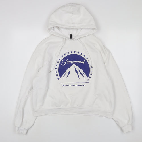 Paramount Womens White Cotton Pullover Hoodie Size L Pullover