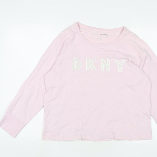 DKNY Womens Pink Cotton Pullover Sweatshirt Size L Pullover
