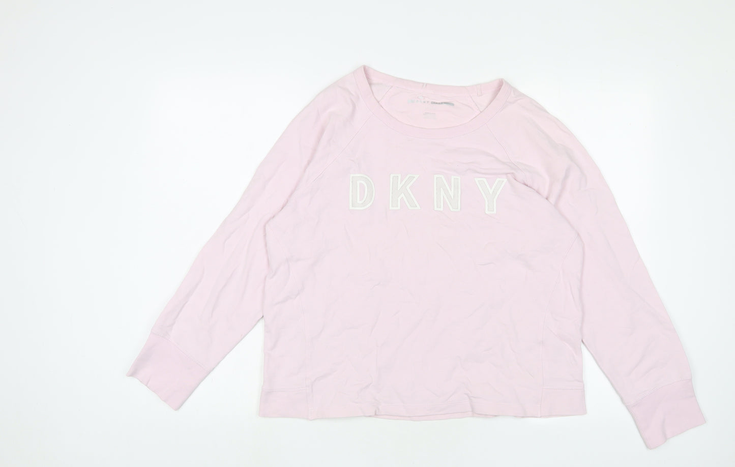 DKNY Womens Pink Cotton Pullover Sweatshirt Size L Pullover