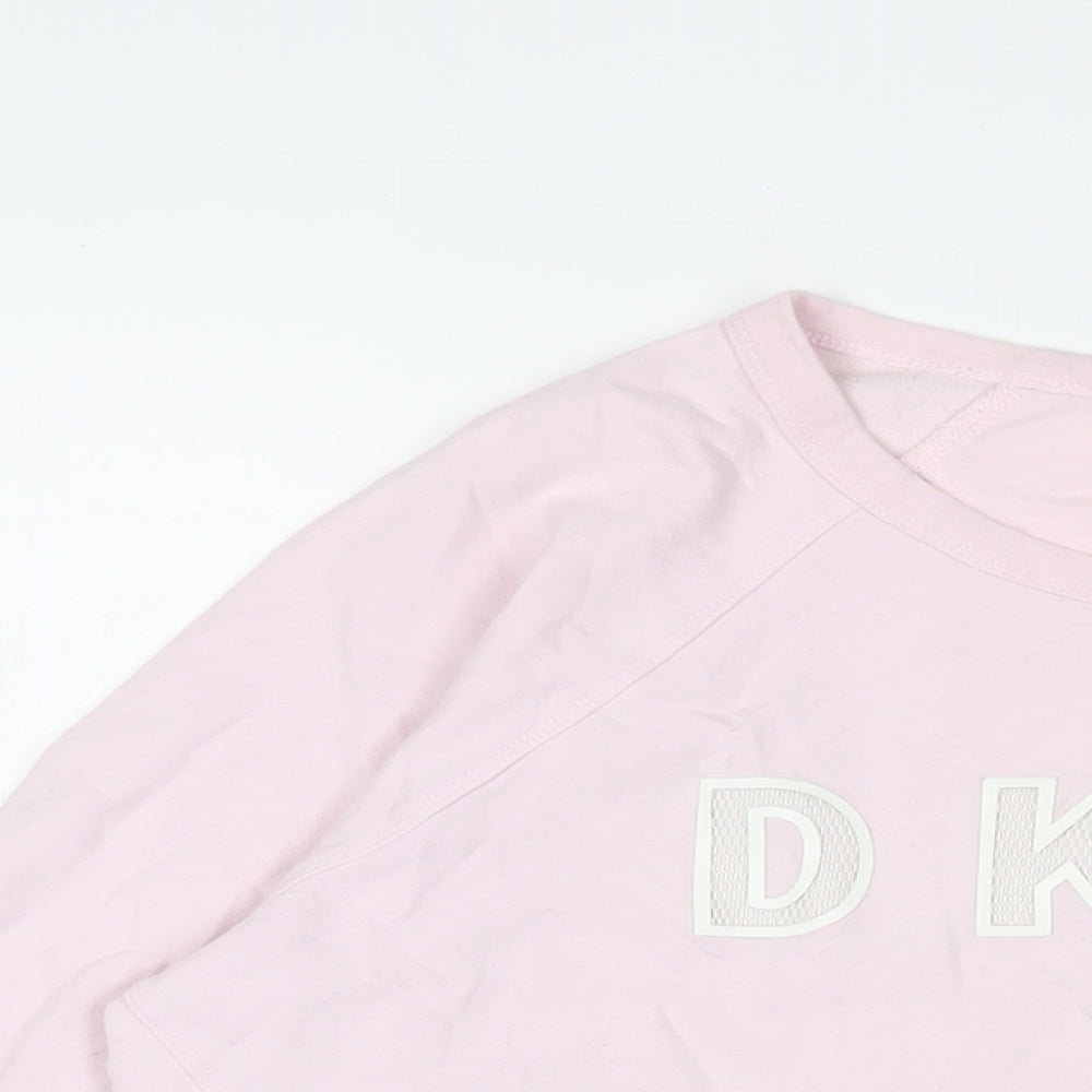 DKNY Womens Pink Cotton Pullover Sweatshirt Size L Pullover