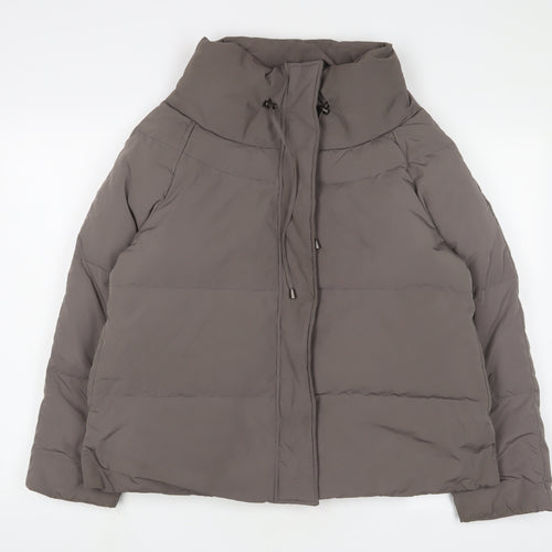 Wrap Womens Brown Puffer Jacket Coat Size 12 Zip