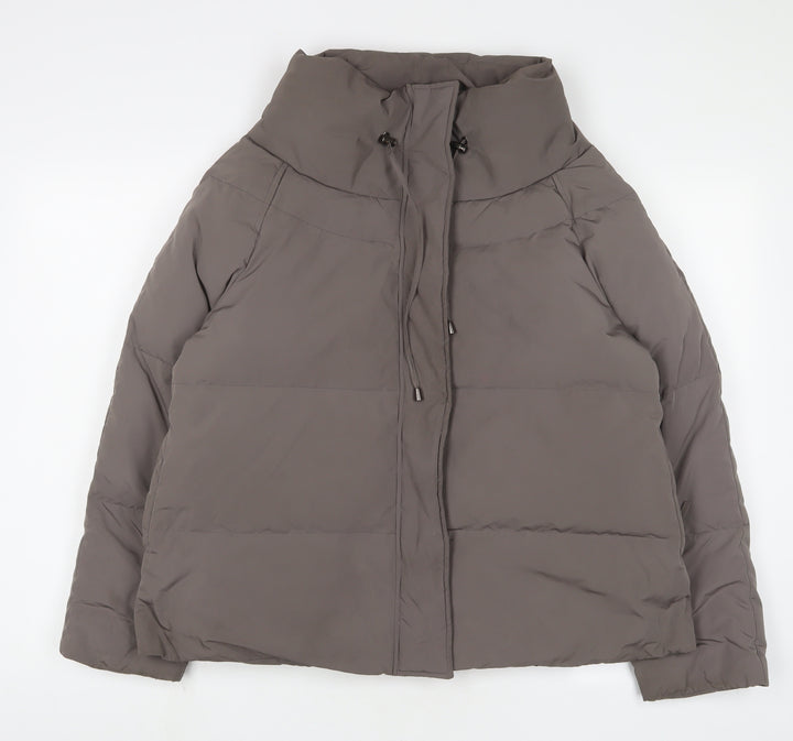 Wrap Womens Brown Puffer Jacket Coat Size 12 Zip