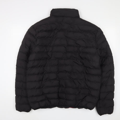 M&Co Mens Black Quilted Coat Size L Zip - Zip Pockets