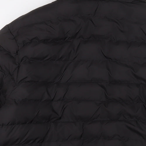 M&Co Mens Black Quilted Coat Size L Zip - Zip Pockets