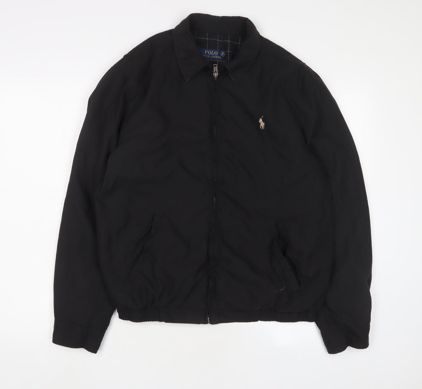 Ralph Lauren Mens Black Jacket Size M Zip - Logo, Embroidered