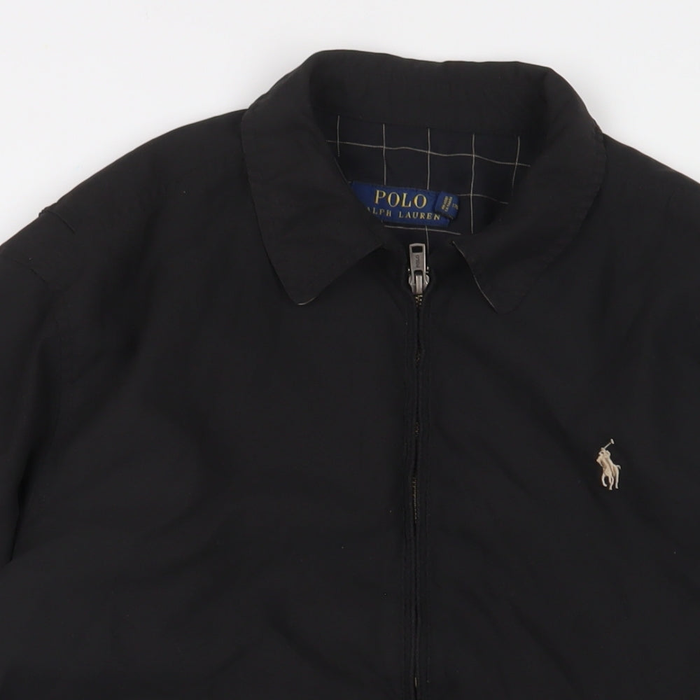 Ralph Lauren Mens Black Jacket Size M Zip - Logo, Embroidered