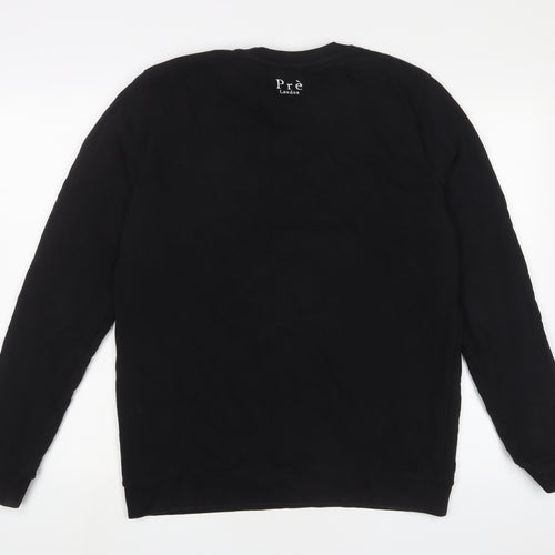 Pre London Mens Black Cotton Pullover Sweatshirt Size L - Logo, Embroidered